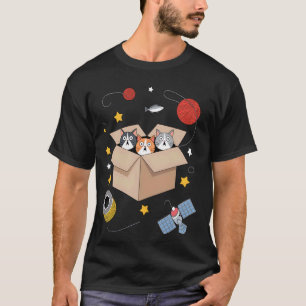 Schattige katten in de ruimte, grappige ironische t-shirt