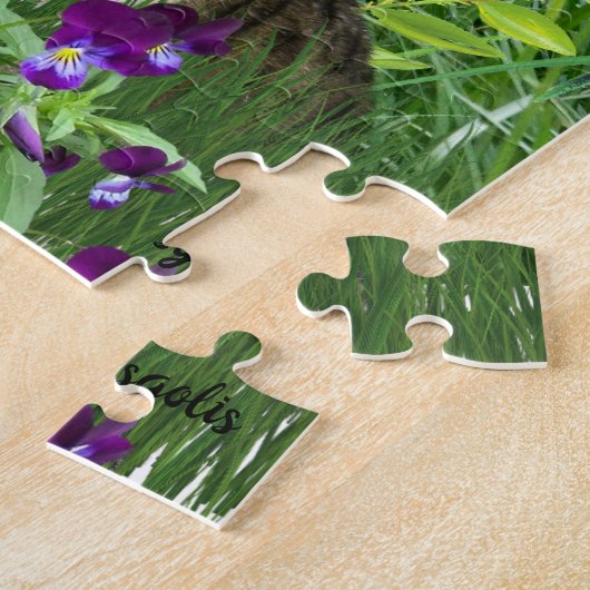 Schattige katten in de tuin legpuzzel (Zijkant)