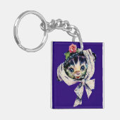 schattige katten in een kattenkatje sleutelhanger (Voorkant Links)