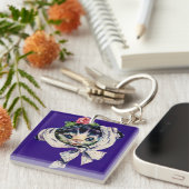 schattige katten in een kattenkatje sleutelhanger (Voorkant Rechts)