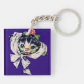 schattige katten in een kattenkatje sleutelhanger (Achterkant)