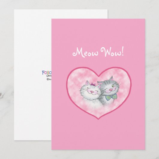 Schattige katten in hartjes Valentijnsdag kaart (Voorkant / Achterkant)