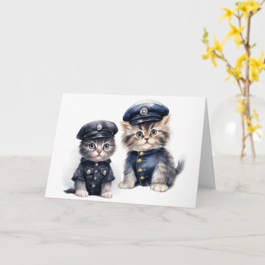 Schattige katten in politie-uniformen Pootjes van  Kaart (Gele Bloem)