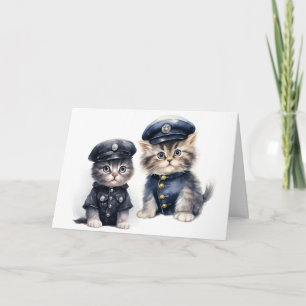 Schattige katten in politie-uniformen Pootjes van  Kaart