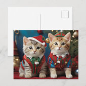 Schattige katten in Santa Hats Feestelijk Briefkaart (Voorkant / Achterkant)
