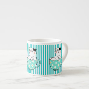 Schattige katten in theekopjes espresso kop