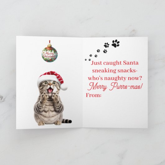 Schattige Katten Kerst Groetkaart Kaart (Binnen)