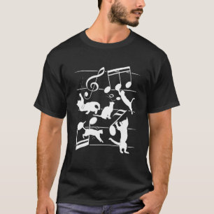Schattige Katten Kittens Spelen Muzieknoten Muzika T-shirt