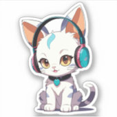 Schattige katten met koptelefoon charme sticker (Voorkant)