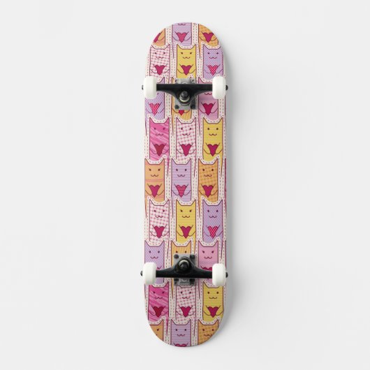 Schattige katten met liefhebbende harten skateboard (Voorkant)