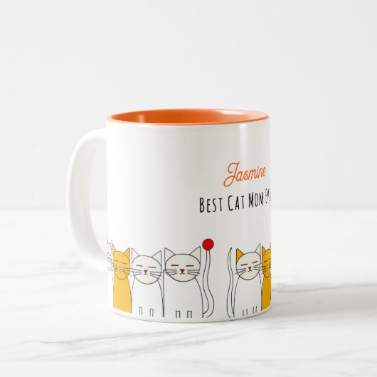Schattige Katten Mok – Gepersonaliseerde Kat Mam G (Voorkant links)