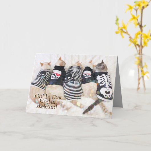 Schattige Katten Ohhh! Dat Soort Skelet Halloween Kaart (Gele Bloem)