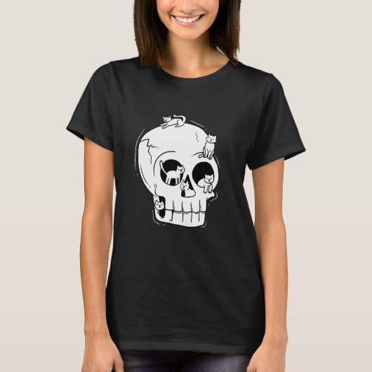 Schattige katten op schedel t-shirt (Voorkant)