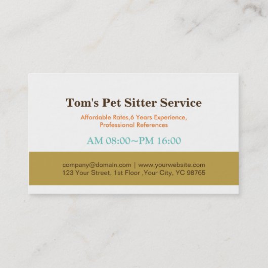 Schattige Katten Pet Sitting Service Visitekaartje (Achterkant)