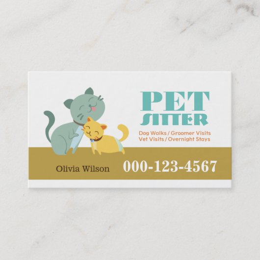 Schattige Katten Pet Sitting Service Visitekaartje (Voorkant)