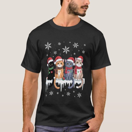 Schattige Katten Rendier Kerstmis T-shirt (Voorkant)
