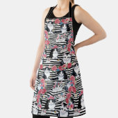 Schattige katten roze rozen en zwarte strepen schort (Insitu)