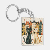 Schattige Katten Sleutelhanger (Voorkant Links)