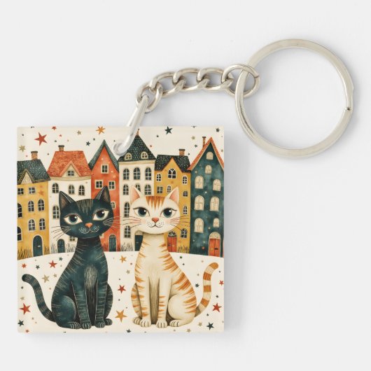Schattige Katten Sleutelhanger (Achterkant)