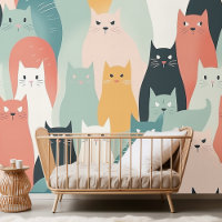 Schattige katten spelen neutrale pastelpatroon
