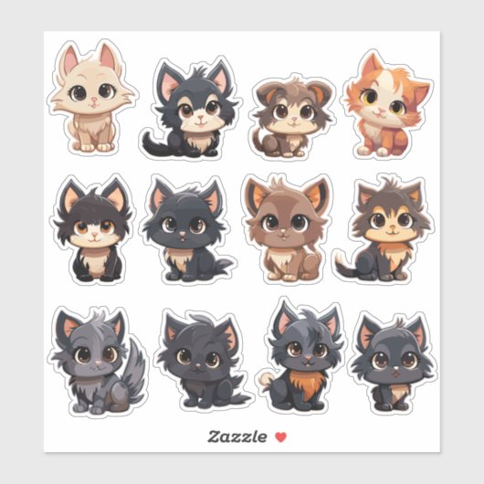Schattige katten Stickers (Vel)