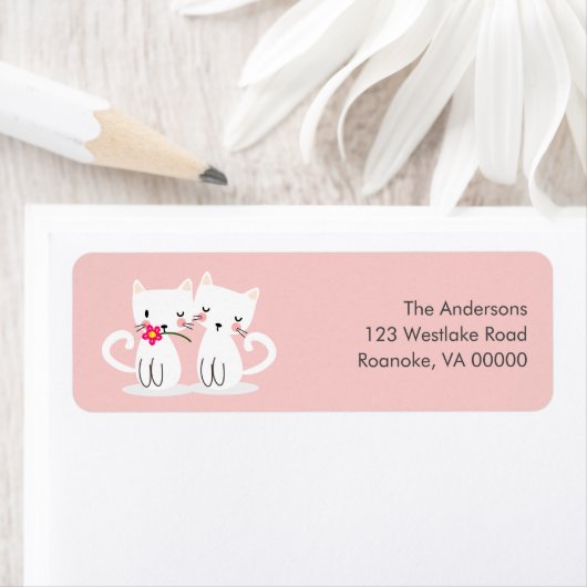 Schattige katten Valentijnsdag gepersonaliseerd Etiket (Insitu)