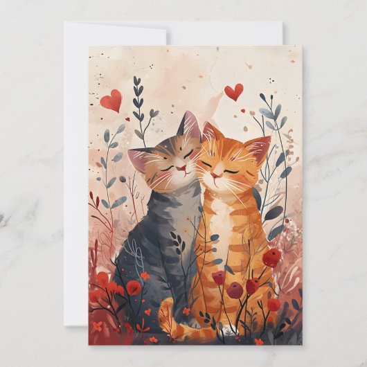 Schattige katten Valentijnsdag kaart (Voorkant)