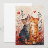Schattige katten Valentijnsdag kaart (Voorkant / Achterkant)