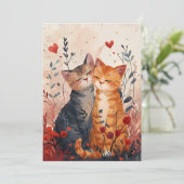 Schattige katten Valentijnsdag kaart (Staand voorkant)