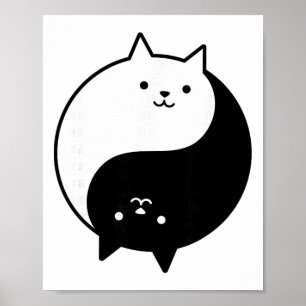 Schattige Katten Yin Yang Yoga Zen Kitty Zwart En Poster