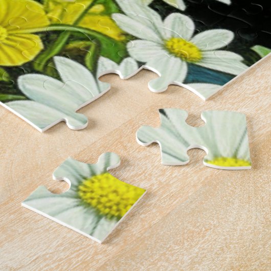 Schattige katten zitten in een veld van Daisies Legpuzzel (Zijkant)