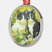 Schattige katten zitten in een veld van Daisies Metalen Ornament (Links)