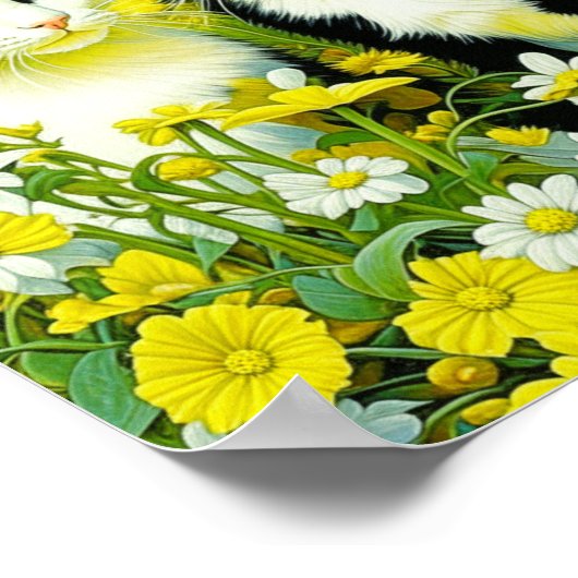 Schattige katten zitten in een veld van Daisies Poster (Hoek)