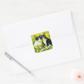 Schattige katten zitten in een veld van Daisies Vierkante Sticker (Envelop)