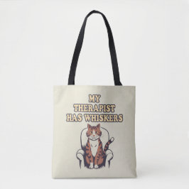 Schattige kattencitaat "Mijn therapeut heeft whisk Tote Bag