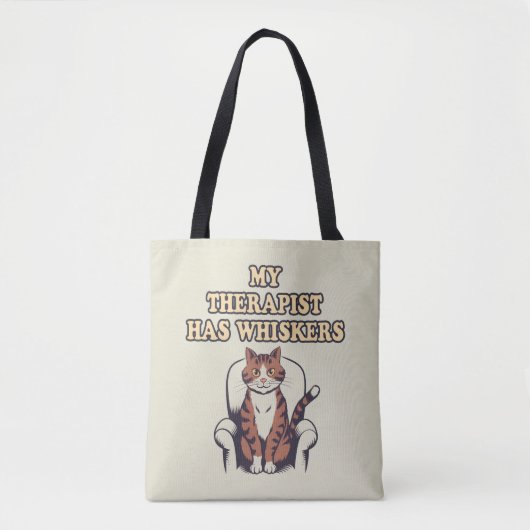 Schattige kattencitaat "Mijn therapeut heeft whisk Tote Bag (Voorkant)
