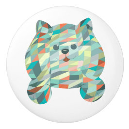 Schattige kattendriehoekig impressionisme keramische knop