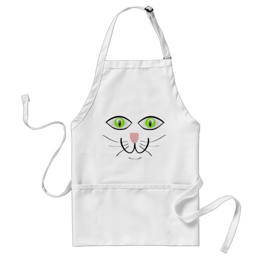 Schattige kattengezicht op wit standaard schort (Voorkant)