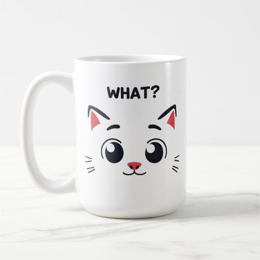 Schattige kattengezicht "WAT?" Grappige expressie  Koffiemok (Links)