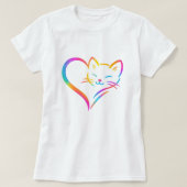 Schattige Kattenhart, Schattige Hart Kat Mama Vrou T-shirt (Design voorkant)