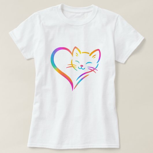 Schattige Kattenhart, Schattige Hart Kat Mama Vrou T-shirt (Design voorkant)