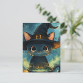 Schattige kattenheks briefkaart (Staand voorkant)