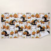 Schattige kattenheks met pompoen Halloween Strandlaken (Voorkant)