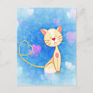 Schattige Kattenillustratie met hart Briefkaart