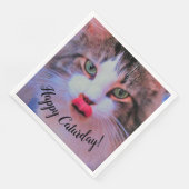 Schattige kattenkat met roze tongschoppen servet (Hoek)