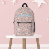 Schattige kattenkatje Paarse bloemmotief Bedrukte Rugzak