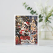 Schattige Kattenkerstman Vrolijk Kerstfeest Briefkaart (Staand voorkant)