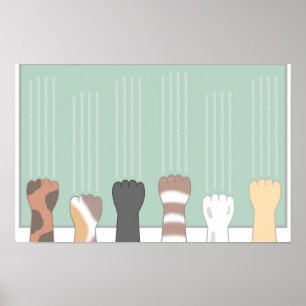 Schattige kattenklauwen die krassen achterlaten. poster