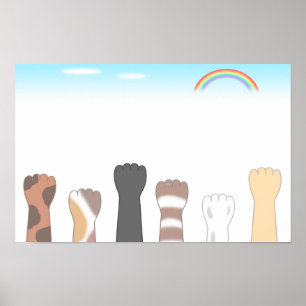 Schattige kattenklauwen die krassen achterlaten. poster