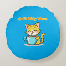 **Schattige Kattenkoffie – Aardige Kat Drinkt Koff Rond Kussen